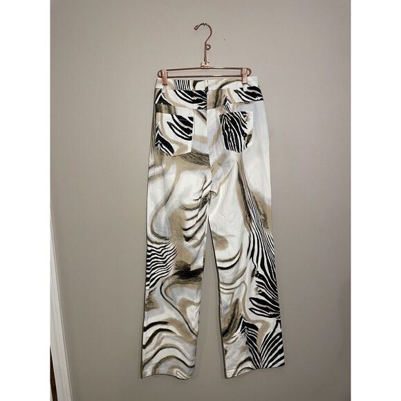 Princess Polly Alanna‎ Pants Multi Size 4 Zebra Stripes Black Brown Tan - Picture 7 of 7